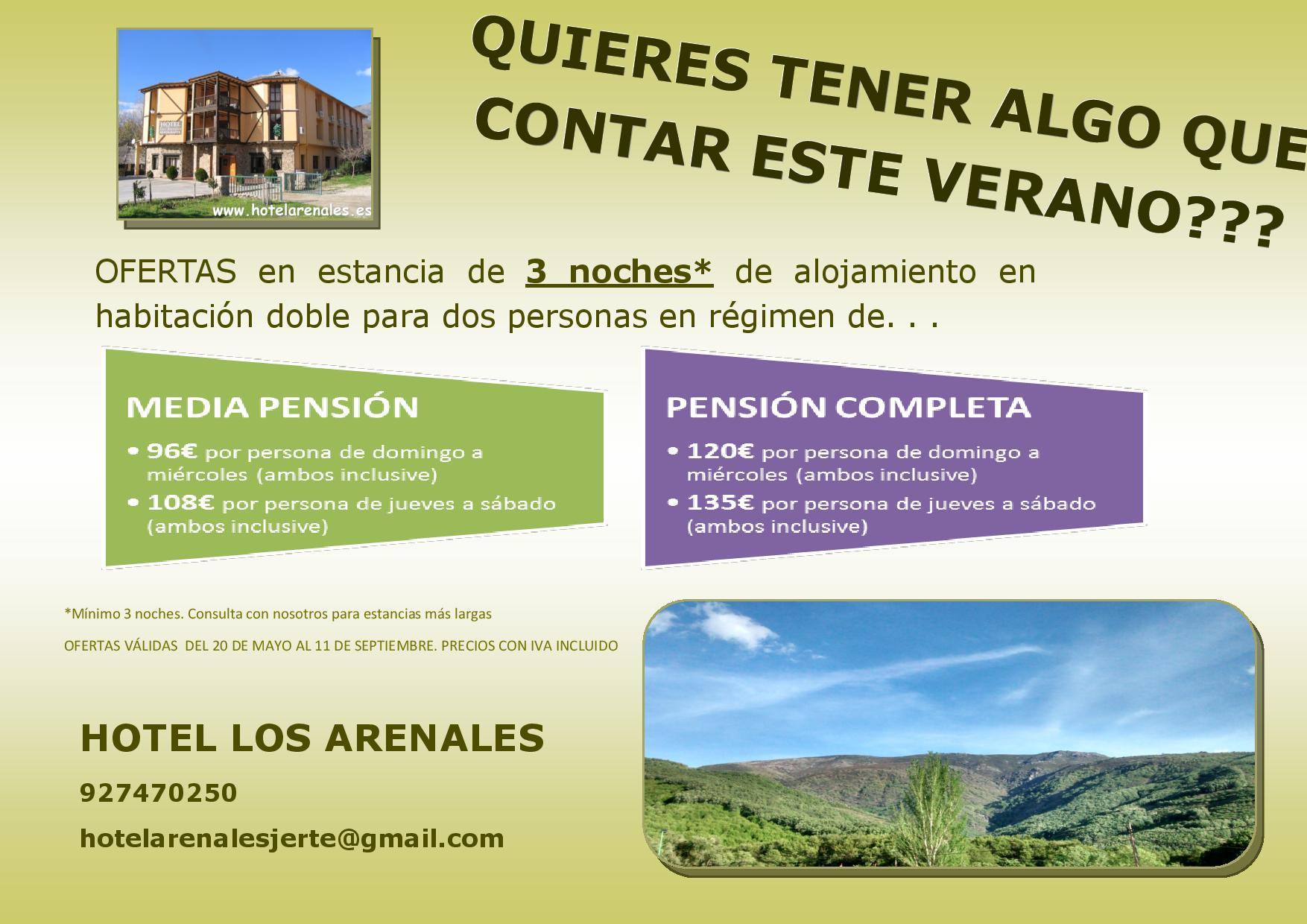 Hotel Los Arenales Oferta para el Verano