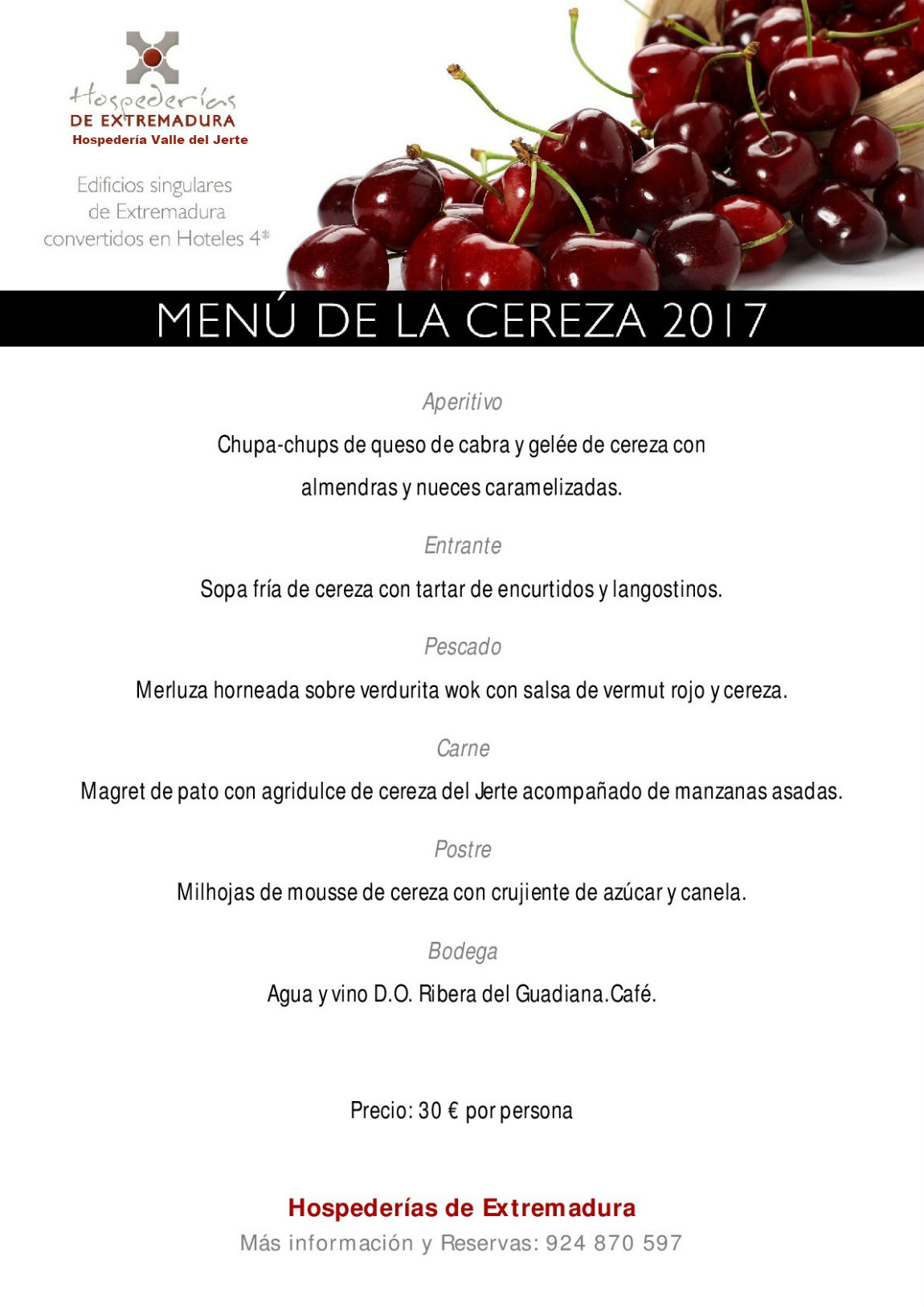 Restaurante Flor del Cerezo. Menú Gastronómico